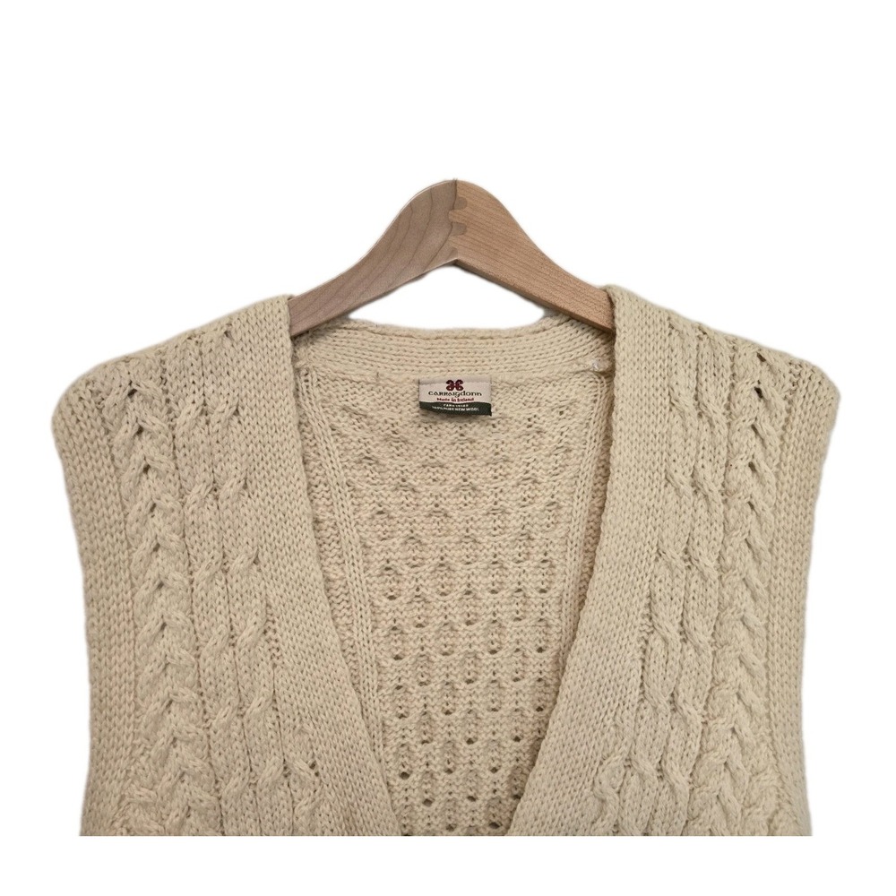 Carraig Donn Mens Size XL Wool Knit Fisherman Sweater Vest Ireland White - Picture 6 of 8